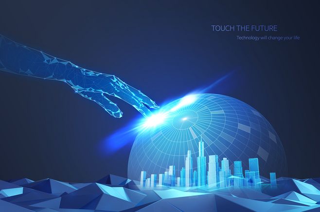 数码合成触摸未来智能应用科技海报数码|合.